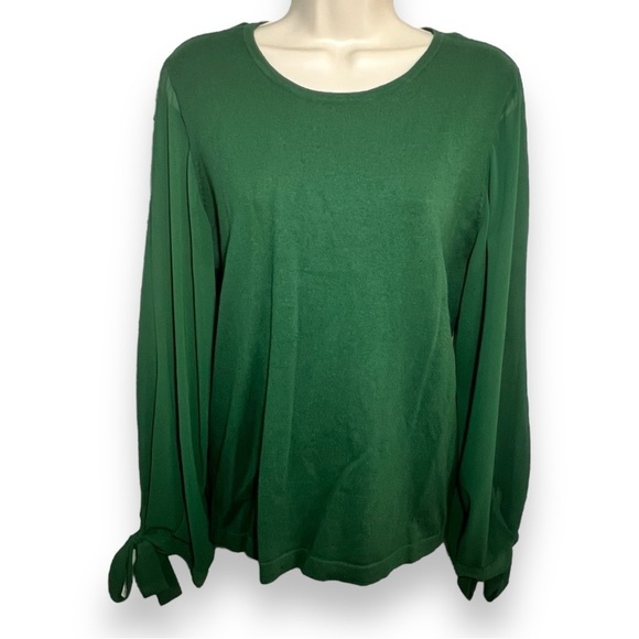 Cece Women’s Tie Sleeve Pullover Top Alpine Green Size Large - Picture 1 of 8
